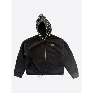 Louis Vuitton Black & White Monogram Hooded Women's Jacket